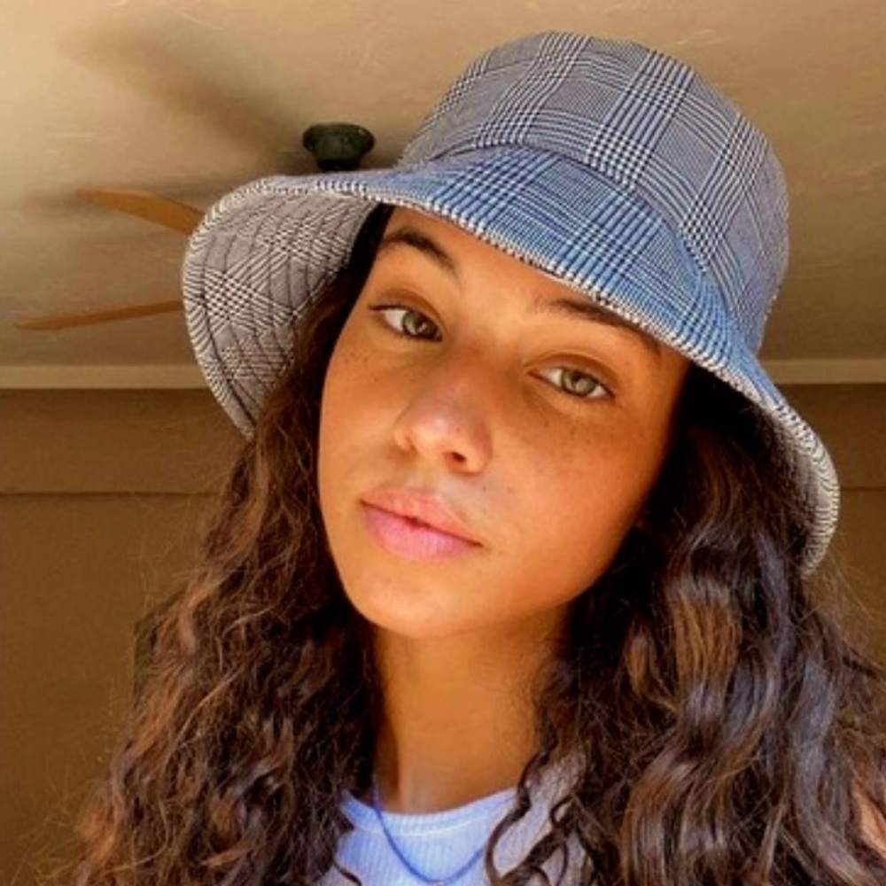 Urban Outfitters Black and White Plaid Bucket Hat